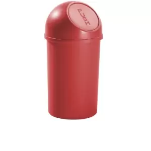 image of helit Push top waste bin made of plastic, capacity 13 l, HxØ 490 x 252 mm, red, pack of 6