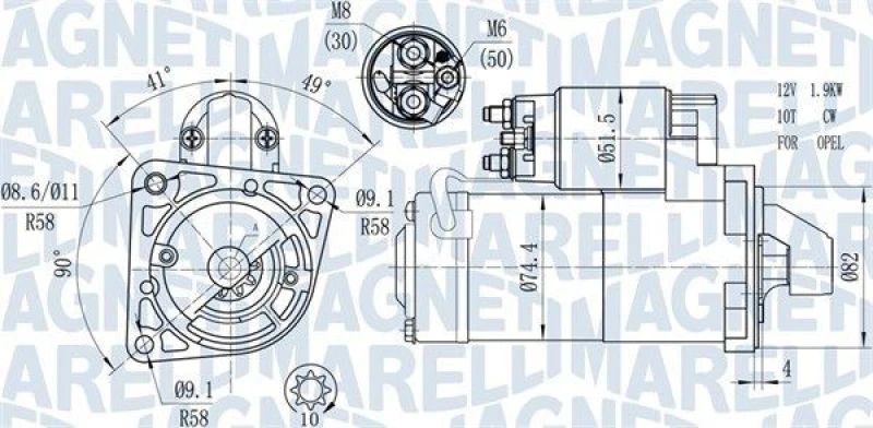 Image of MAGNETI MARELLI Starter motor MAGNETI MARELLI 063721428010