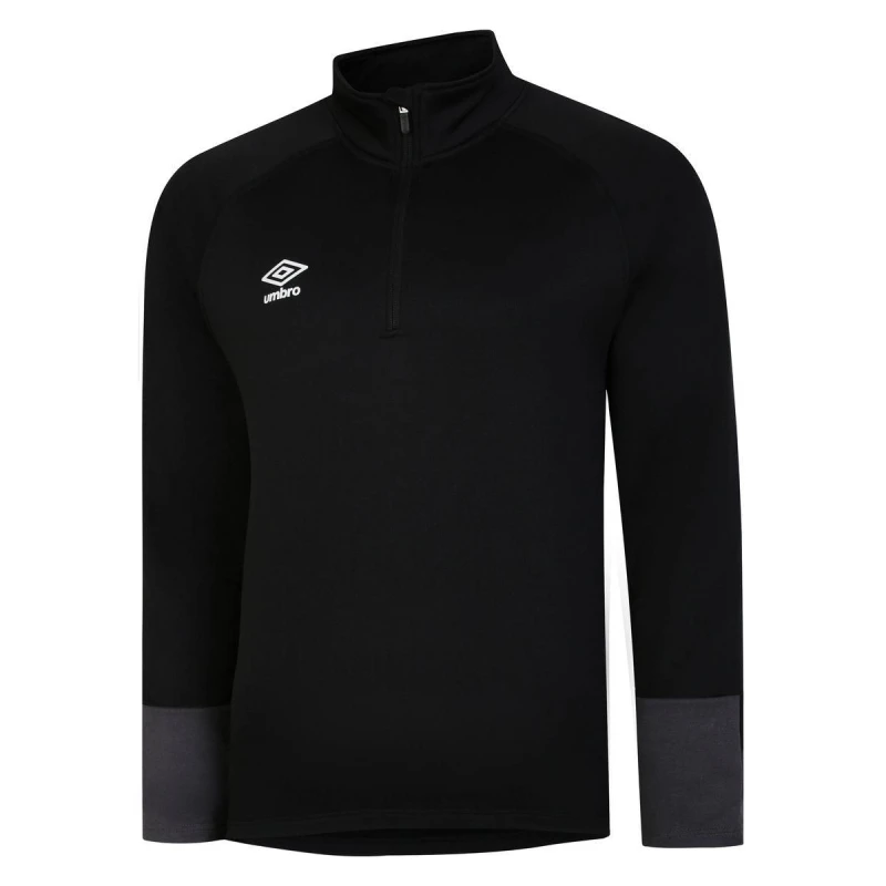 Image of Umbro Total Training Quarter Zip Track Top in Black Size: 11-12 Years Black Unisex 11-12 Years