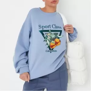 image of Missguided Embroidered Oversized Sweatshirt - Blue