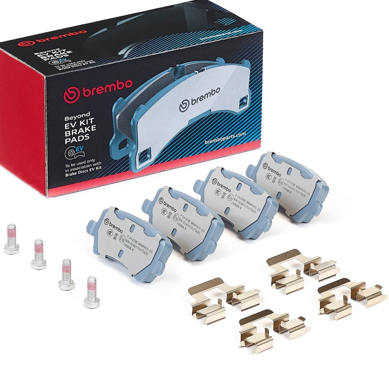 Image of BREMBO P 24 078E Brake pad set BEYOND LINE - EV excl. wear warning contact, with accessories, with anti-squeak plate Brake Pad Set,disc brake (402)
