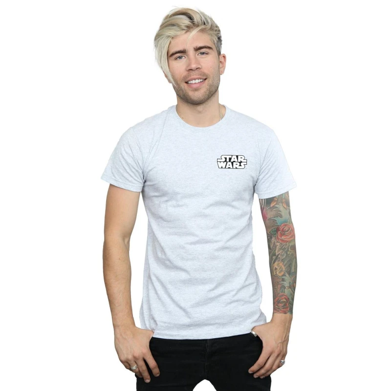 Image of Star Wars Star Wars Men Logo Badge T-Shirt in Grey Size: Small Grey S Male 5057864245349