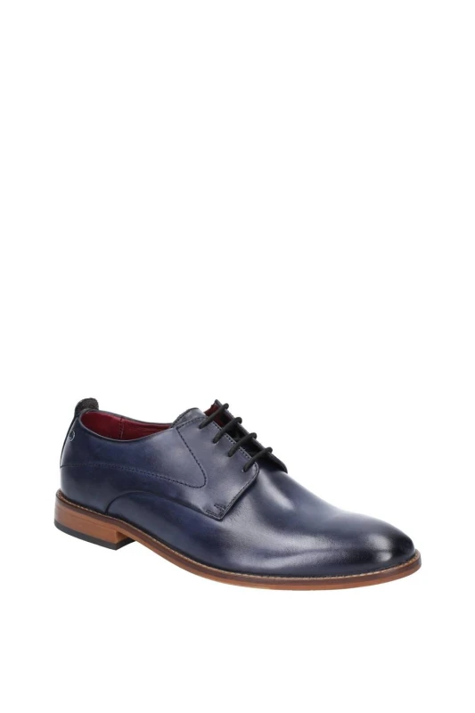 Image of Base London Mens Script Washed Lace Up Leather Shoes UK Size 11 (EU 45) NAVY BAS143-NAVY-11