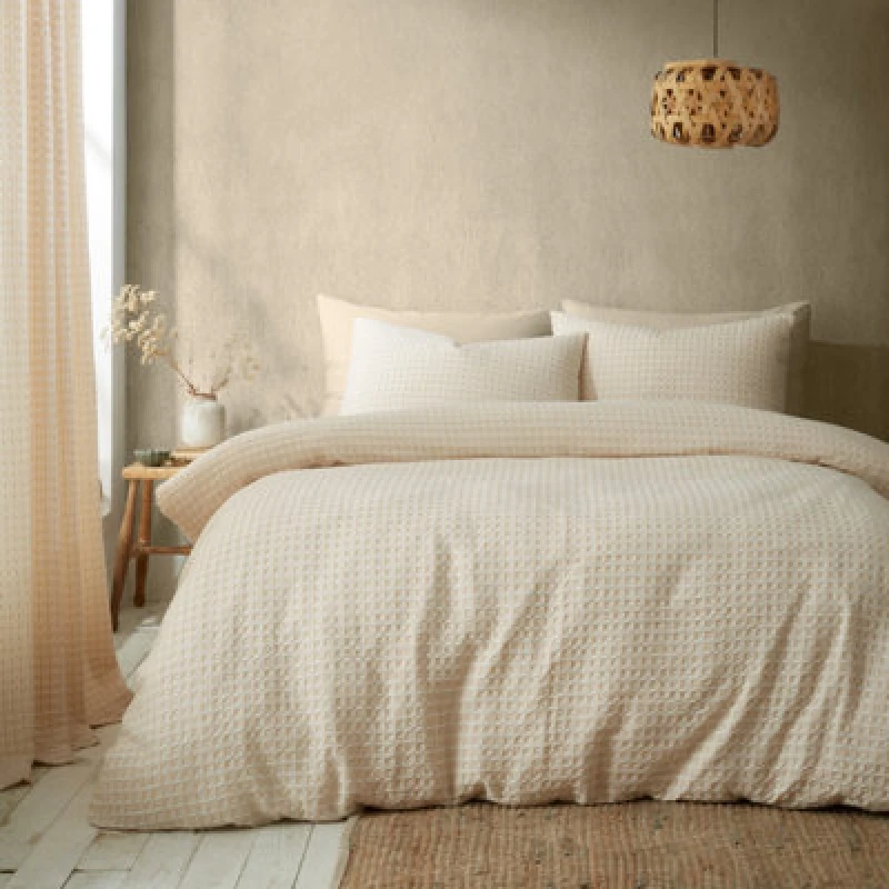 Image of Pineapple Elephant Muscat Waffle Duvet Cover Set Natural WEV7Z Unisex Single
