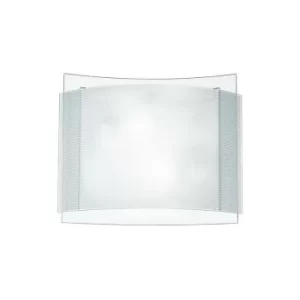 Image of Fan Europe RIGHE 2 Light Patterned Glass Flush Ceiling Light White 35x28cm