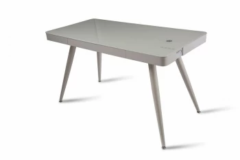 Image of Koble Tori Wireless Charging Glass Desk - White