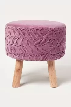 image of Lyla Pleated Velvet Footstool