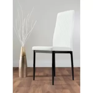 Image of 6x White Milan Dining Chairs (Black Leg) - White