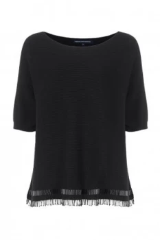 image of French Connection Embellished Fringe Jumper Black