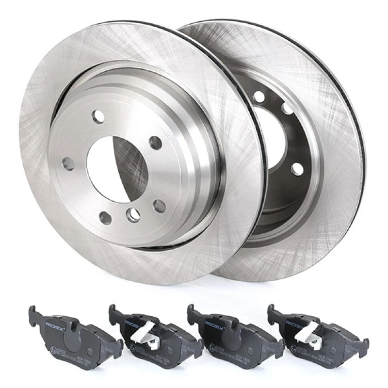Image of RIDEX 3405B0182 Brake disc and pads set Rear Axle, Brake Disc Type: Vented, excl. wear warning contact Brake Set,disc brakes (3405)