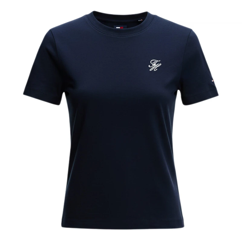 Image of Tommy Hilfiger Womens Script T-Shirt Dark N Navy female 8 (XS)