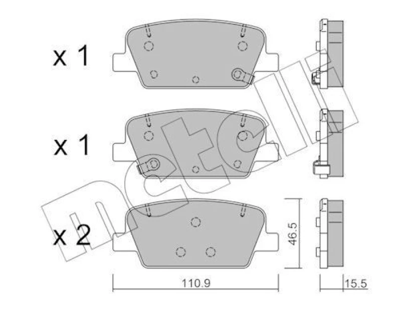 Image of METELLI Brake pad set METELLI 22-1283-0
