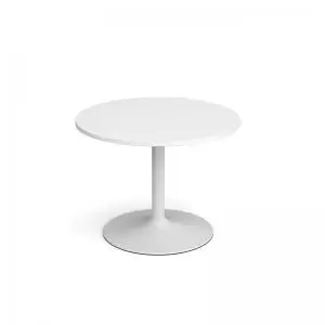 image of Genoa circular dining table with white trumpet base 1000mm - white