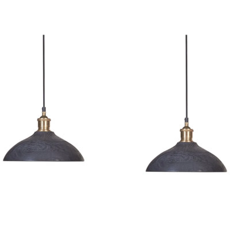Image of Beliani Pendant Lamp Cheyyar Mango Wood Black