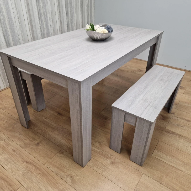 Image of KOSY KOALA Dining Table set for 4 , Dining Table and 2 Benches , Kitchen Dining Table with 2 Benches , Dining room Table set Grey