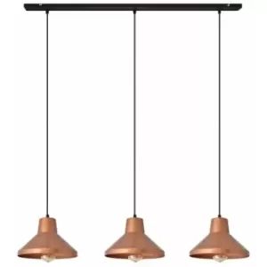 image of Helam Lighting - Helam Trinity Straight Bar Pendant Ceiling Light Black, Rose Gold 106cm