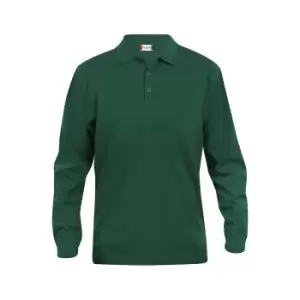 image of Clique Mens Classic Lincoln Long-Sleeved Polo Shirt (XL) (Bottle Green)