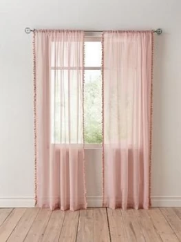 Image of Pom Pom Trim Voile Pair 229Cm