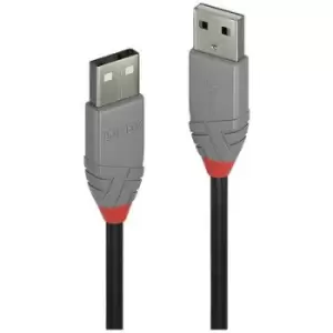 Image of LINDY USB cable USB 2.0 USB-A plug, USB-A plug 2m Black, Grey 36693