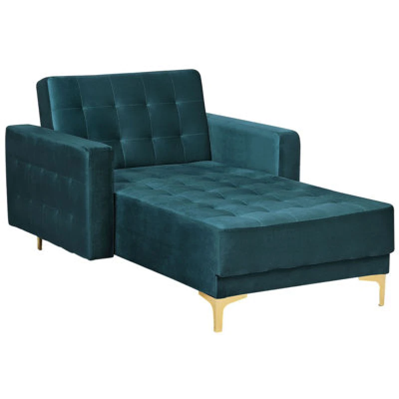 Image of Beliani Chaise Longue Aberdeen Velvet Teal
