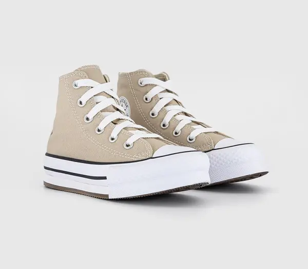 Image of Converse Kids All Star Eva Lift Hi Youth Trainers Nutty Granola White Black, 1 Youth