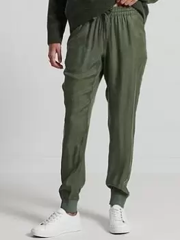 Image of Superdry Studios Cupro Woven Trouser - Green, Size 10, Women