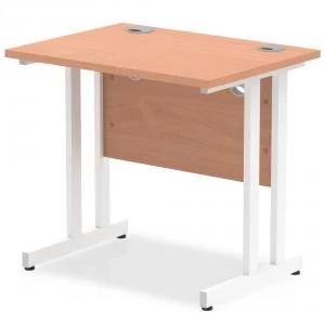 image of Trexus Desk Rectangle Cantilever White Leg 800x600mm Beech Ref