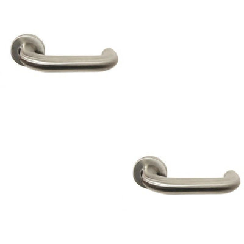 Image of Loops 2x PAIR 22mm Round Bar Safety Handle on Round Rose Concealed Fix Satin Steel Metallics