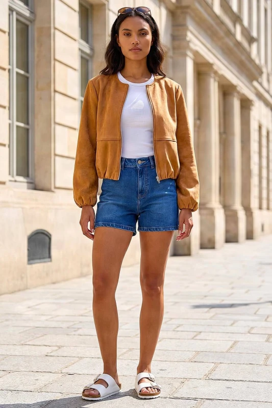 Image of Roman Womens Faux Suede Bubble Hem Jacket in Tan Size: 18 Tan Female 18