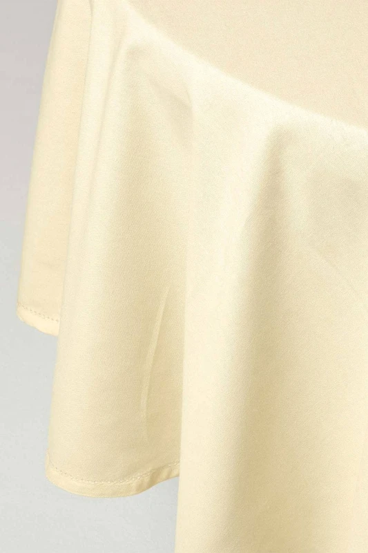 Image of Homescapes Plain Cotton Round Tablecloth, 178cm Cream