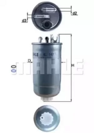 image of Fuel Filter KL147D 78765943 by MAHLE Original