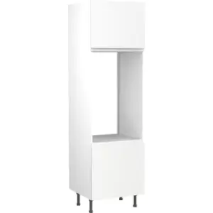 Image of Kitchen Kit Flatpack J-Pull Kitchen Cabinet Tall Oven Unit Super Gloss Double 600mm in White MFC
