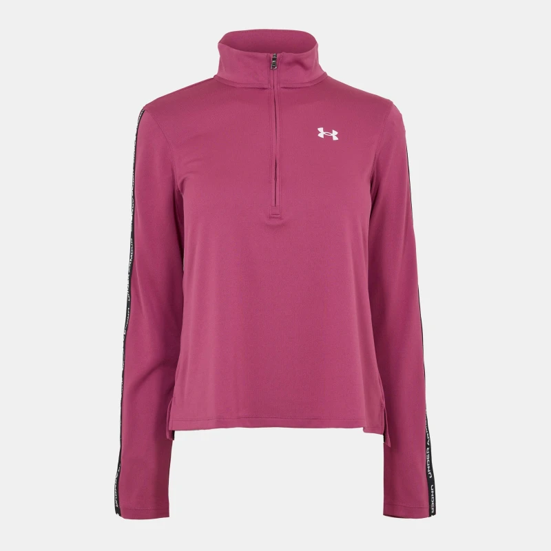 Image of Under Armour Womens Tech Tape Zipped Long-Sleeve Performance Gym Top Fuschia Dusk female 8 (XS)