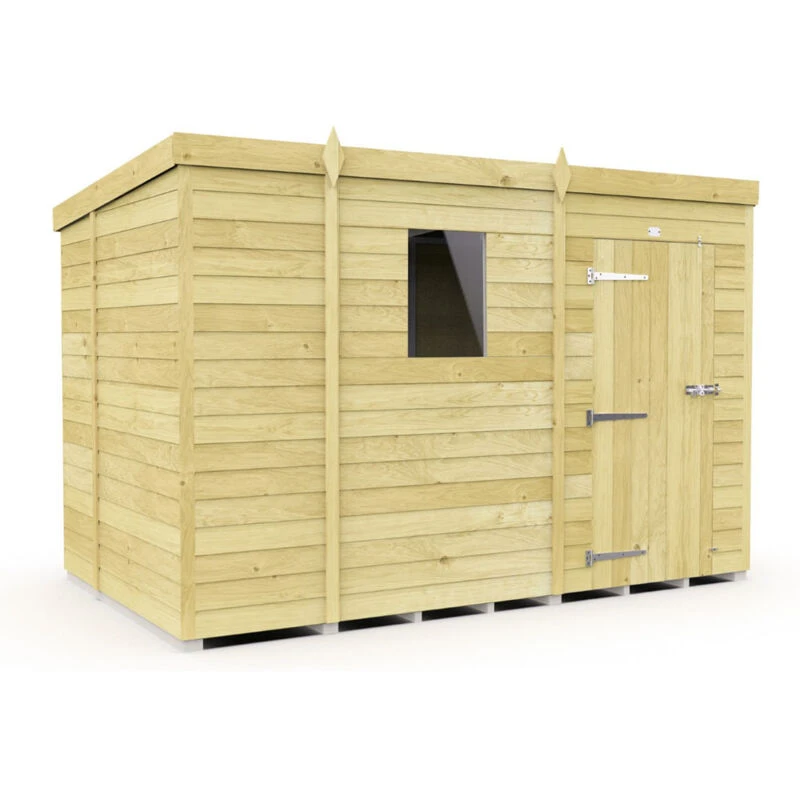 Image of Flat Pack Sheds DIY Sheds 9 x 6 Pent Shed, Brown 9X6PFF