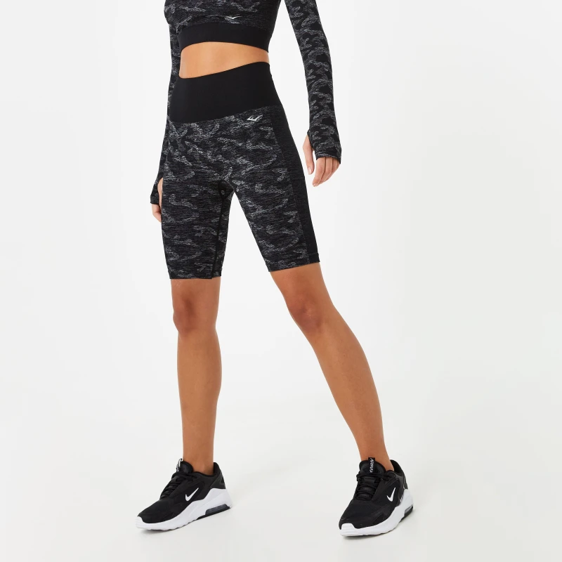 Image of Everlast Seamless Camo Cycling Shorts - Black 8