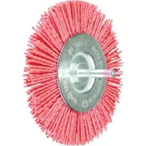 image of Pferd Wheel Brush Crimped RBU Diameter 100mm Shank Diameter 6mm Red Filament Dia