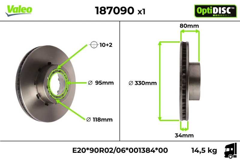 Image of Brake disc VALEO 187090