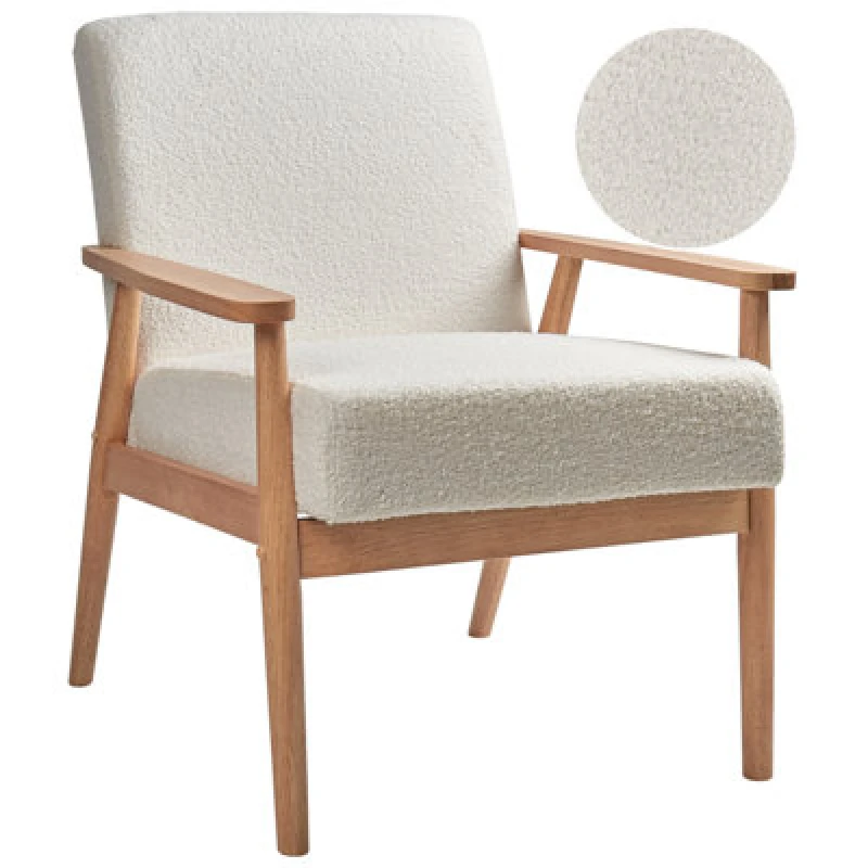 Image of Beliani Armchair Esrum Boucle Light Brown/ White