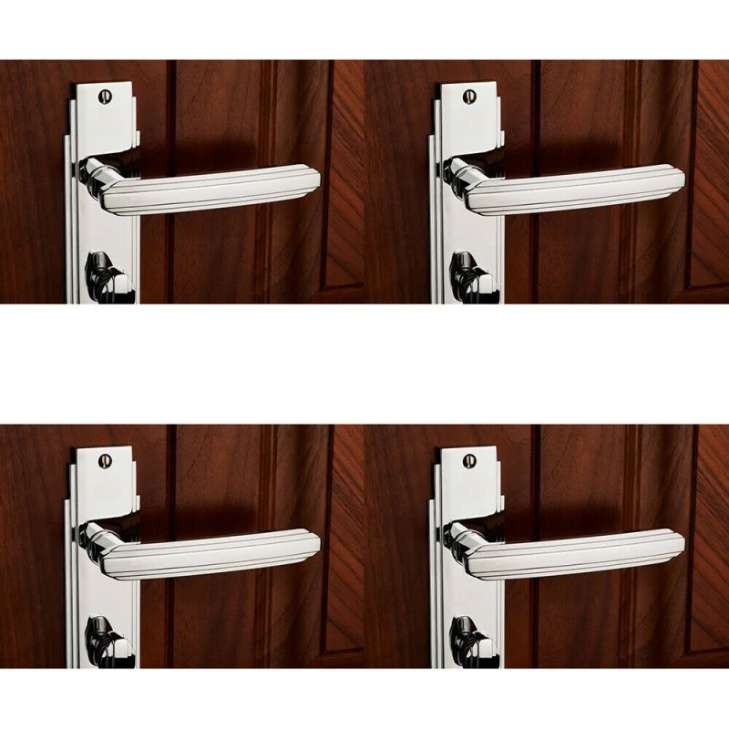 Image of Loops 4x PAIR Line Detailed Handle on Bathroom Backplate 205 x 45mm Polished Chrome Multi
