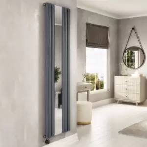 Image of Anthracite Electric Vertical Designer Radiator 1.2kW with Mirror and WiFi Thermostat - H1800xW500mm - IPX4 Bathroom Safe