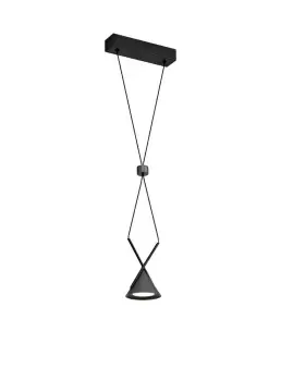 Image of Ceiling Pendant 1 Light, 1 x 3W LED, 3000K, 110lm, Sand Black, Grey