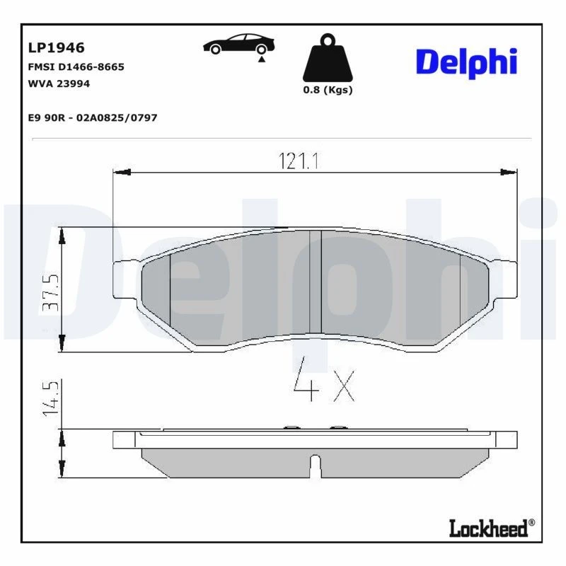 Image of DELPHI Brake pad set DELPHI LP1946