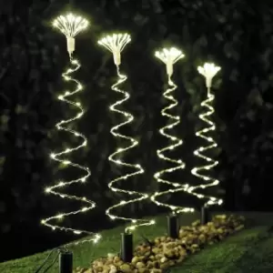 image of Christmas Workshop 4 Pack 50cm 200 LED Spiral Tree Stake Lights - Warm White