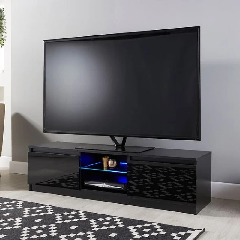 Image of Moderna Modern Black 140cm Gloss TV Stand for 42-65" TV Black