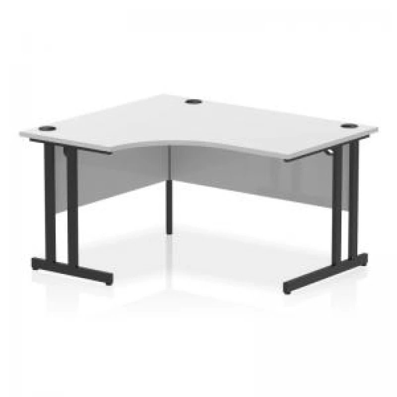 Image of Impulse Impulse 1400mm Left Crescent Office Desk White Top Black Cantilever Leg ICDLC14BWHT