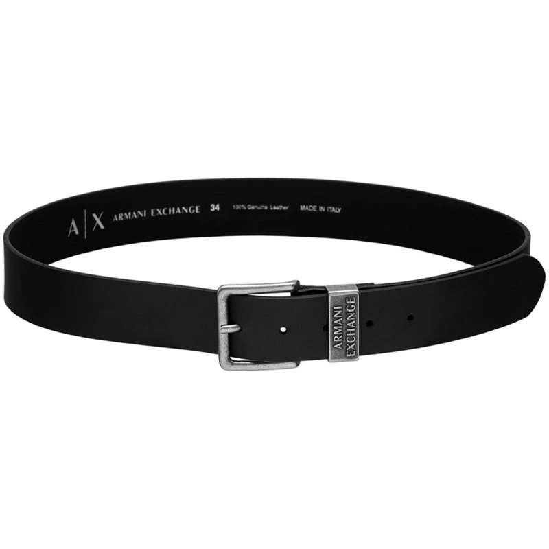 Image of Armani Exchange Mens Inner Logo Belt Black 00020 male 70cm (28)