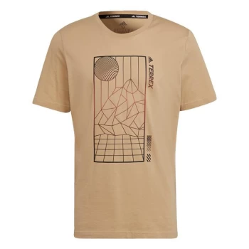 image of adidas Terrex Mountain Fun Graphic T-Shirt Mens - Beige