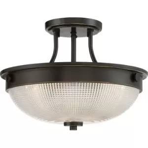 Image of 2 Bulb Semi Flush Light Palladian Bronze LED E27 60W Bulb