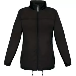Image of B&C Womens/Ladies Sirocco Lightweight Windproof, Showerproof & Water Repellent Jacket (2XL) (Black)