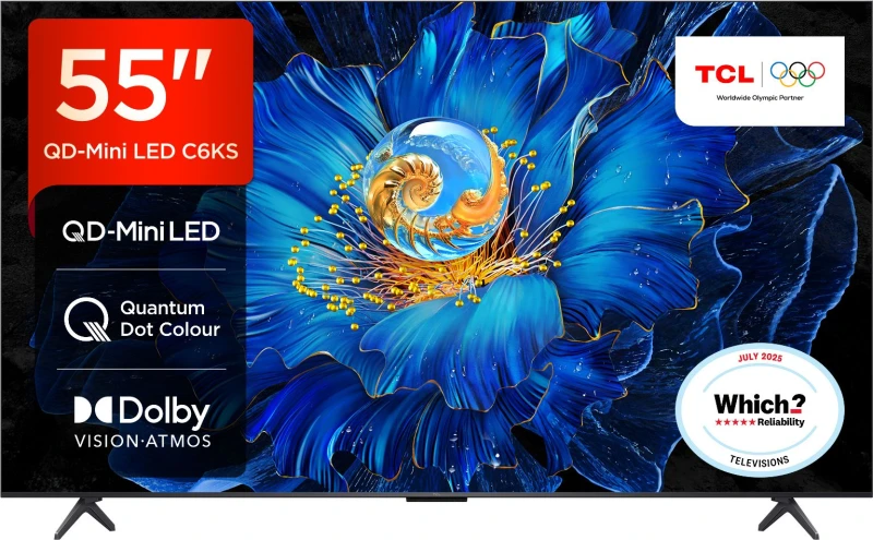 Image of TCL 55" 55C6KS-UK Smart 4K Ultra HD HDR QD-Mini LED TV